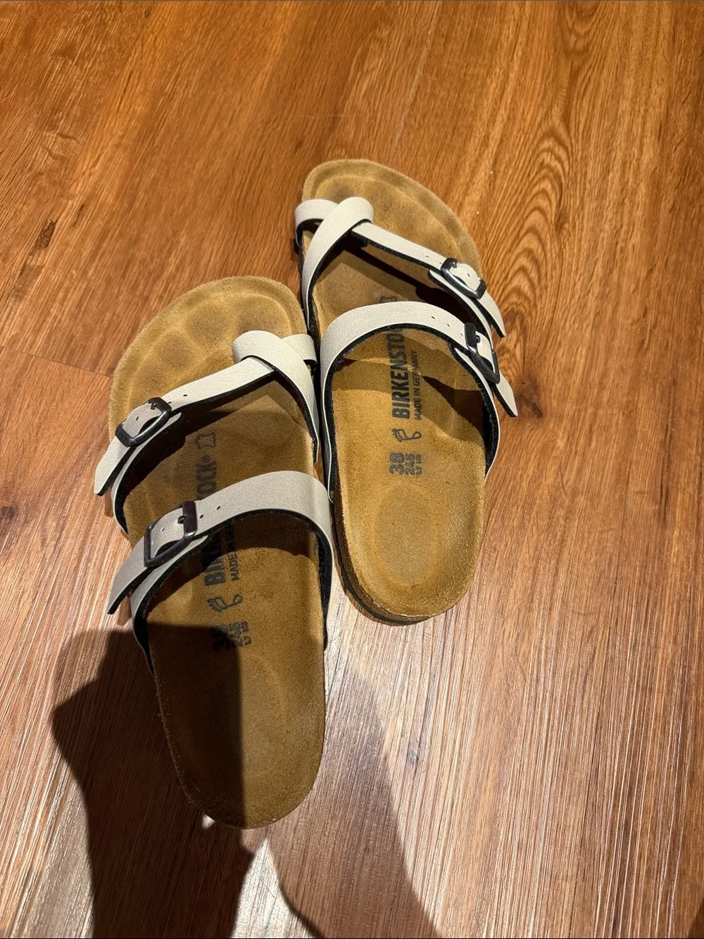 Birkenstock White Double Buckle Cork Footbed Sandals